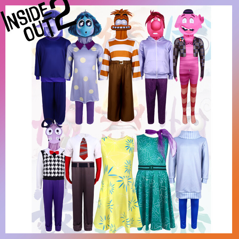 Inside Out 2 Joy/Disgust/Anger/Fear/Sadness/Envy/Embarrassment/Anxiety/Ennui Halloween Cosplay Costumes Party Dress Up Pretend Play Performances