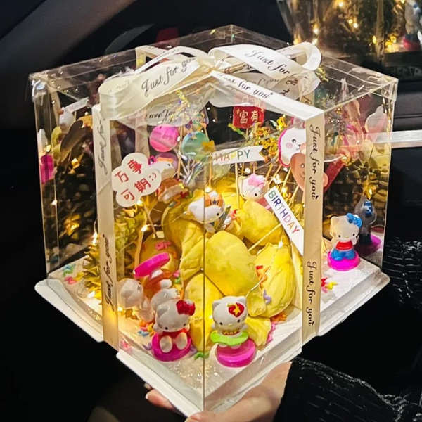 Net red durian ornament ornament cartoon candle DIY6 8 10 inch transparent cake box gift boxlkdsjaa.my20241017225937