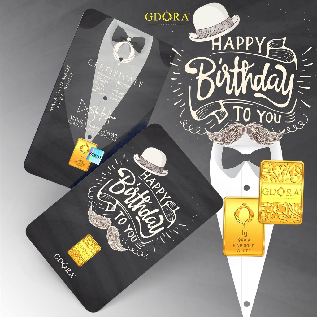 GDORA Gold Bar 1.00gram Happy Birthday Black Edition 999.9