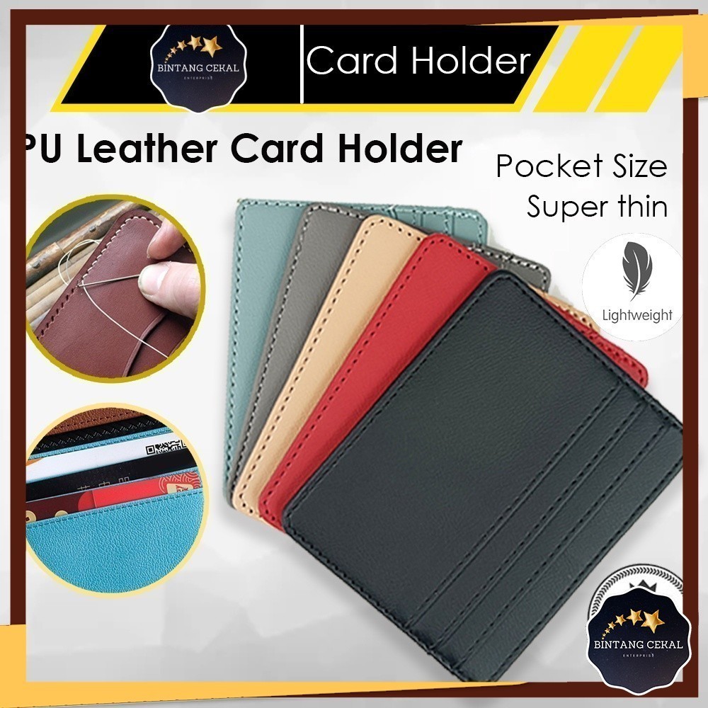 BC Unisex Slim Card Holder PU Leather Business Card Anti RFID Purse Small Wallet Men ID Pouch Dompet Kad Lelaki Nipis