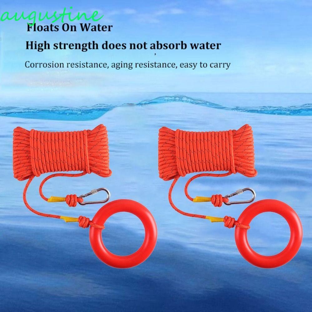 AUGUSTINE Emergency Cord, Flotation Device Reflective Life Saving Rope, Portable Wear-Resistant Non-slip Surface Throwable Emergency Survival Gear Sailing