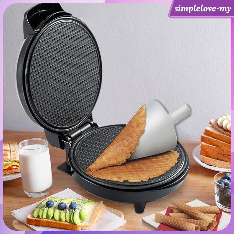 [SimpleloveMY] Waffle Cone Machine DIY Ice Cream Egg Roll Crepe Pan Ice Cream Cone Maker Egg Roll Machine for Breakfast Kitchen Home Baking