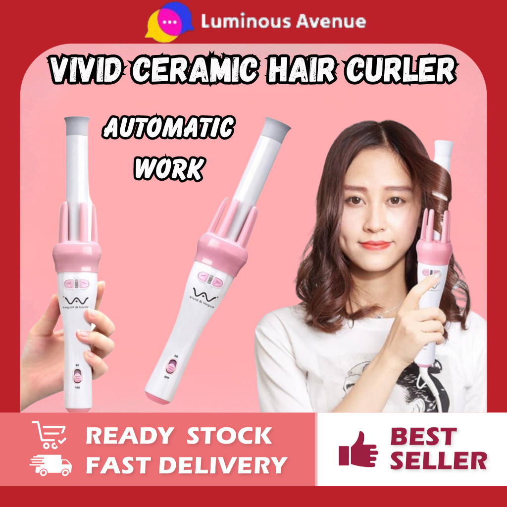 Vivid & Automatic Iron Ceramic Hair Curler Hair Styling Hair Curler Roller Keriting Rambut Alat Rambut 卷发棒