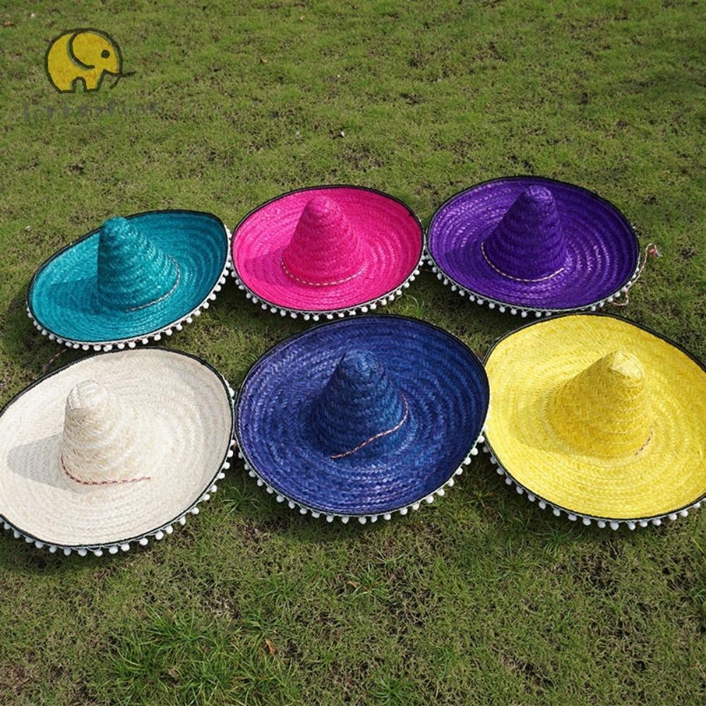 LONNGUVO Mexican Party Hat, Party Sombrero Straw Hats, Summer Decor Colorful Wide Brim Halloween Sun Visor Hat Outdoor