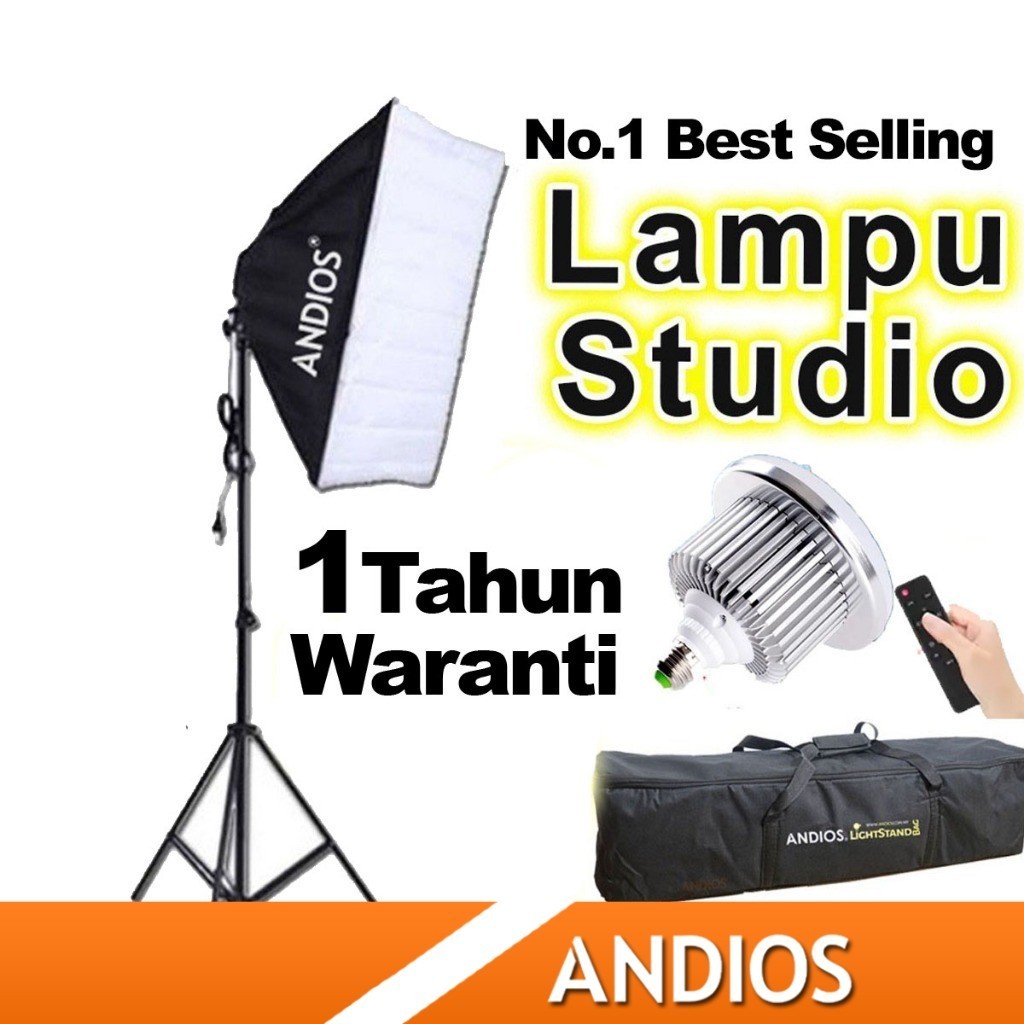 ANDIOS Lampu Studio Lighting Softbox Kit Photography Light Lamp Mentol Umbrella Tripod Soft Box Live