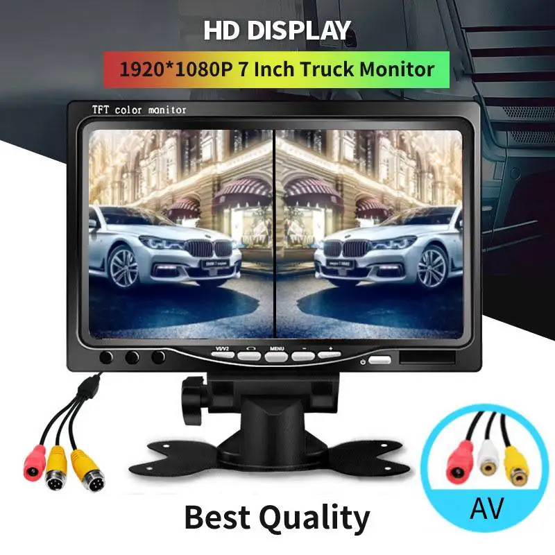 2023 BEST New 360° Truck Monitor HD 1080P 7 Inch IPS Screen 2 Way Front/Rear View Split Screen Car Parking Monitor PAL/NTSC