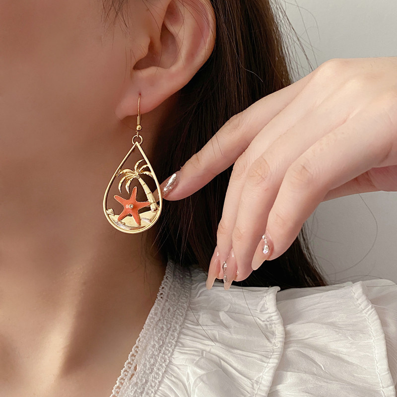 ✨XueYin | Coconut & Shell Dangle Earrings for Women Beach Style Starfish Drop Earrings Summer Ocean Fashion Jewelry