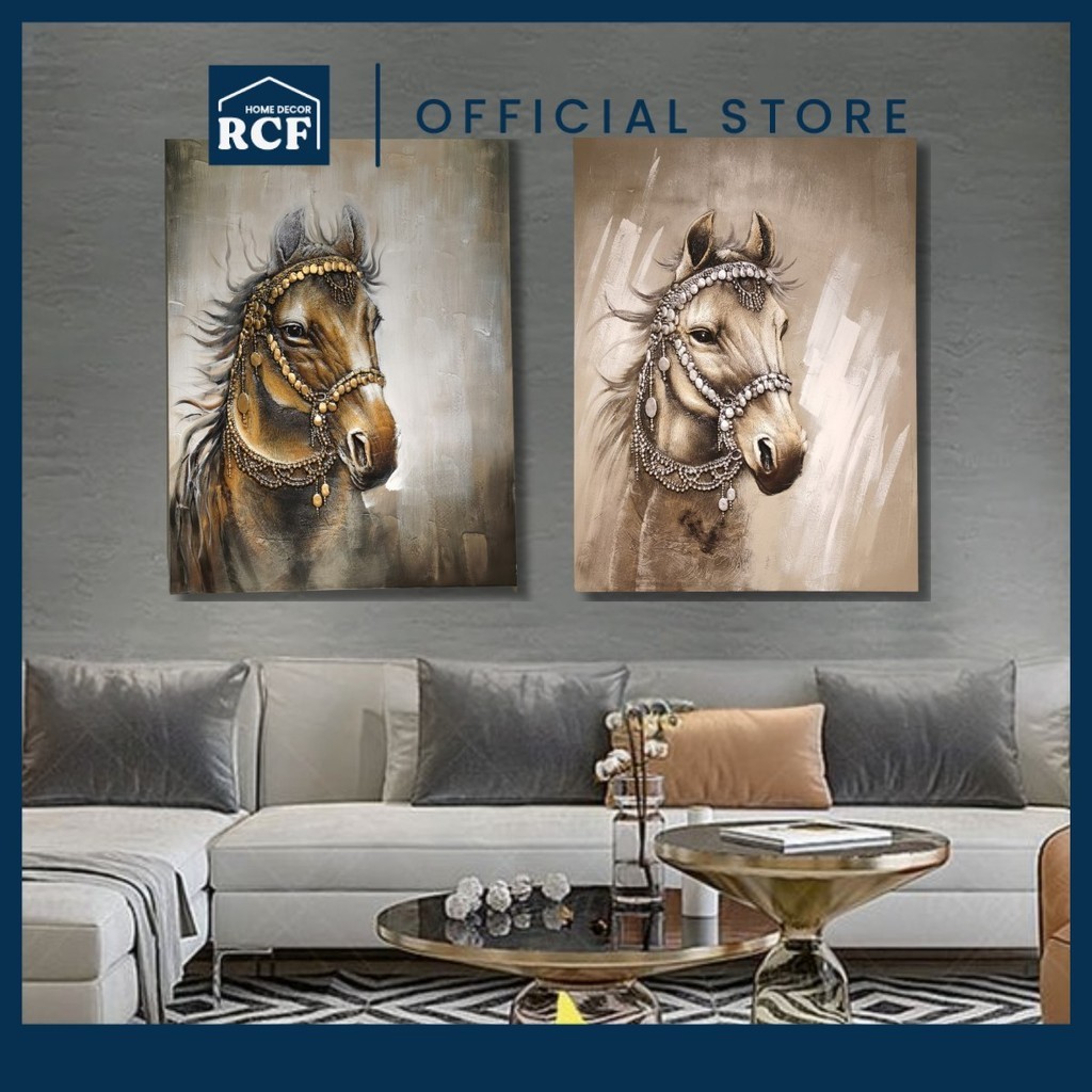 RCF 120X90CM Horse Head Canvas Oil Hand-PaintingWall Art | Seni Dinding Kanvas Lukisan Minyak Kepala Kuda