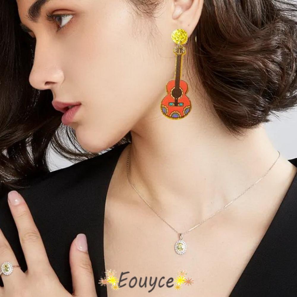 EOUYCE Mexican Acrylic Earring, CINCO DE MAYO Racket Hat Drop Earrings, Chili Guitar Wine Bottle Avocado Charms Jewelry Women