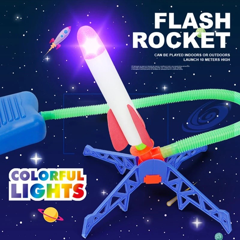 Kids Step Rocket Foot Pump Launcher Toy Jump Stomp Sport Game Outdoor Child Play Set Launch Flying Rocket Toys lelaki