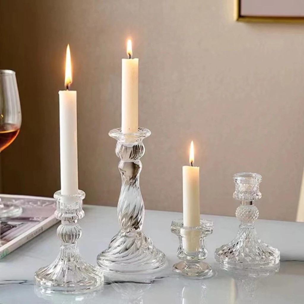Glass Diamond Candle Holder Nordic Table Pole Candle Holder Home Décor Crystal Candle Holder