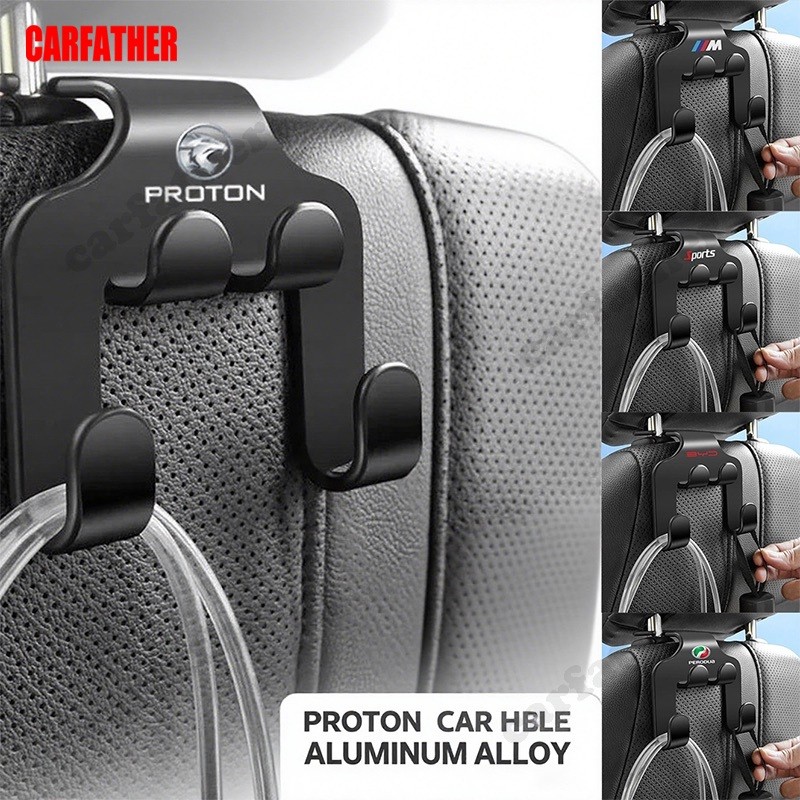 2 in 1 Car Seat Double Hook, Car Rear Seat Storage Hook,Car Hanging Storage Organizer for Handbag Purse Coat , Headrest Hanger, Mobile Phone Holder for Perodua Proton BMW Benz Honda Toyota Mitsubishi Nissan ISUZU Mazda Ford