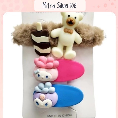 M&S Korean style Children's Ponytail Clip Set Bear Hair Clip Fashion Hairclip Korean Ponytail Clip/ One Set JPT 26
