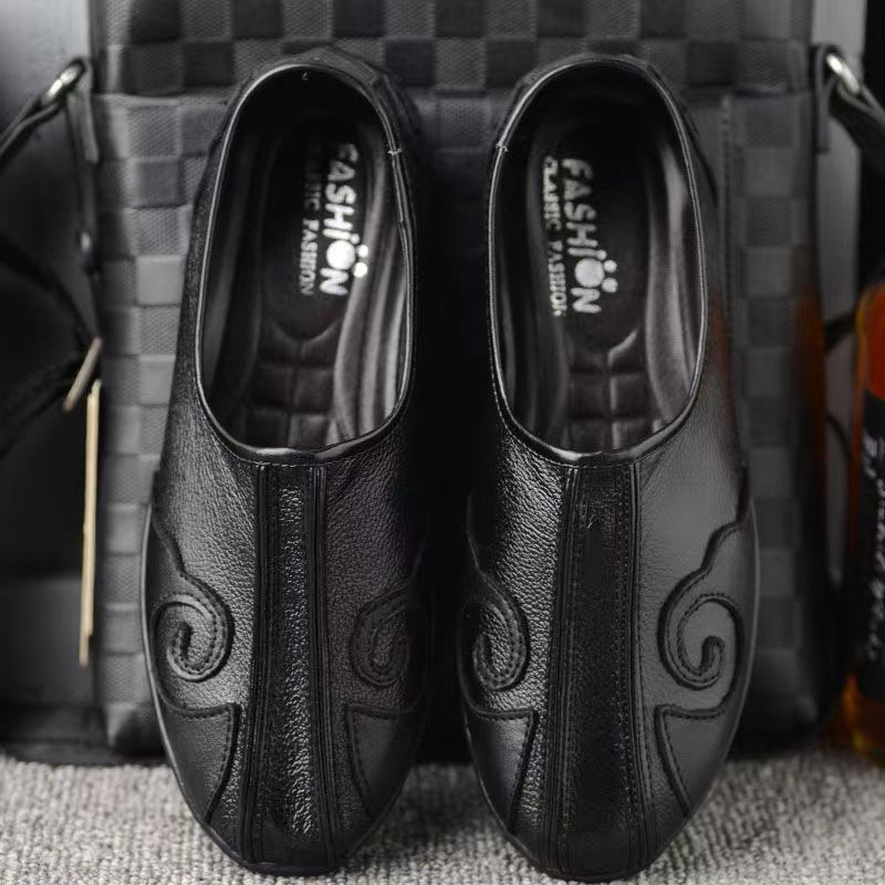 Buy expensive bags and pay for old Beijing cloth shoes men's breathable Chinese style dad wear-resis买贵包赔老北京布鞋男款透气中式爸爸耐磨休闲皮鞋一脚蹬