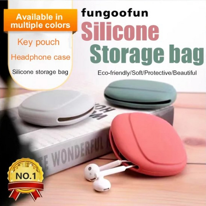 Silicone Storage Bag Eco-Friendly Doft Protective Headphone Case Shockproof Durable Washable Universal Multiple Color Compact Portable Key Lipstick Data Cable Organizer Bag