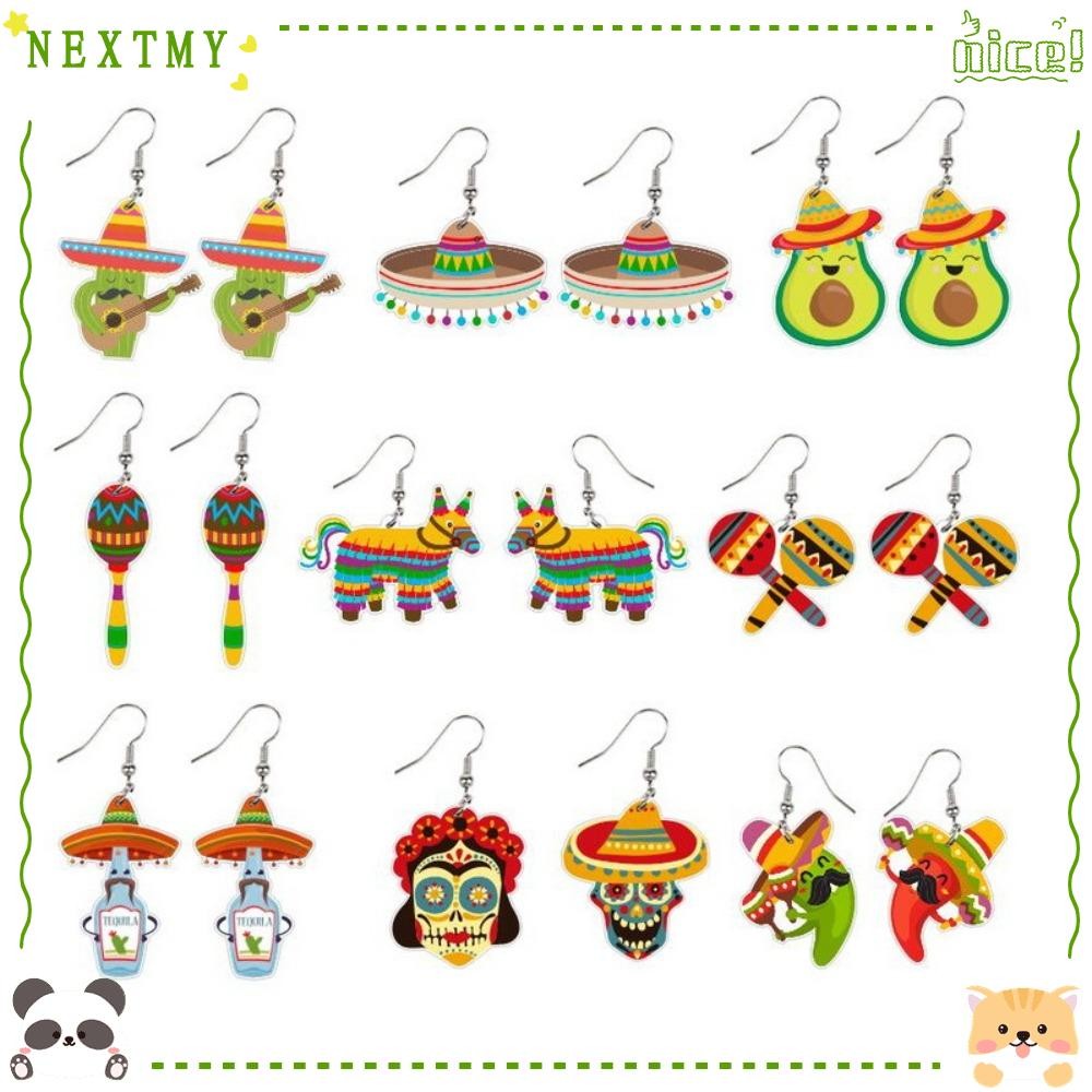 NEXTMY Acrylic Earring, Mexican Carnival Theme Party Cinco de Mayo Earrings, Cute Chili Cactus May 5th Carnival Pendant Earrings Women Jewelry Gift