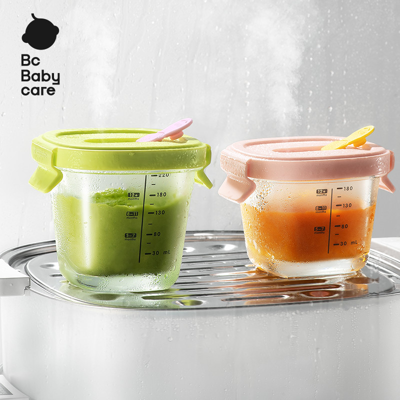 Bc Babycare Baby Food Box Glass Baby Food Preservation Tool Portable Leak proof Steaming and Freezing Storage