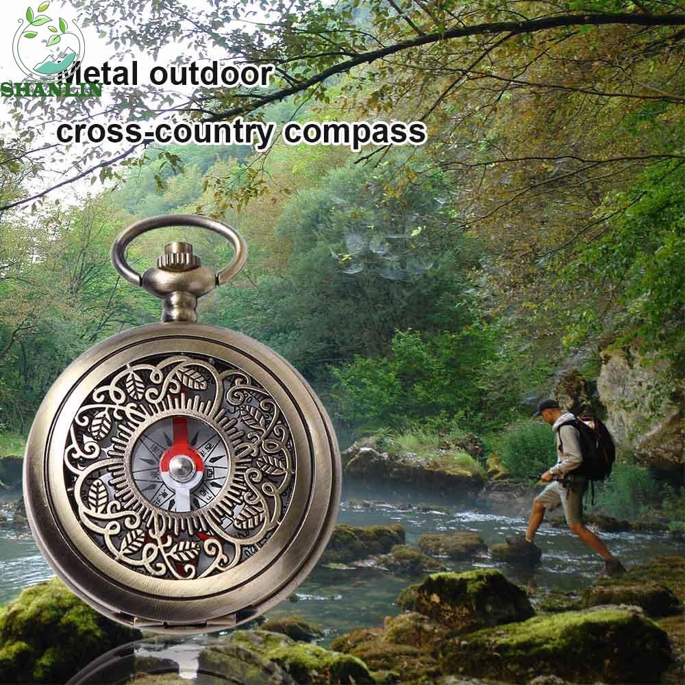 SHANLIN Vintage Bronze Compass Metal Pocket Watch Compass Pocket Watch Design Outdoor Tools