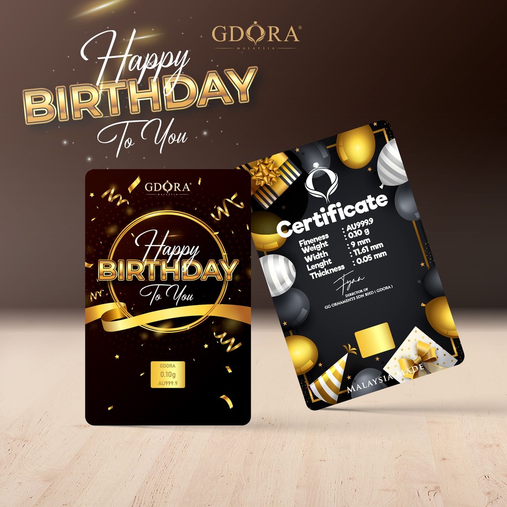 GDORA Gold Bar 0.10gram Happy Birthday Black 999.9