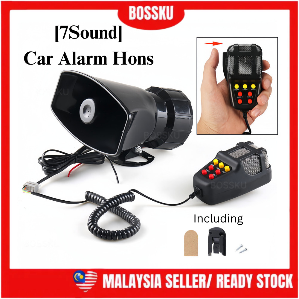 Bossku [7Sound] Car Alarm Horn Car Siren Car Speaker Police Siren Horn Speaker Kereta Polis Siren Horn