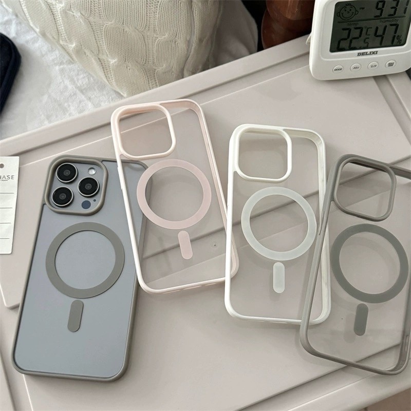 Luxury Wireless Charge For  Transparent Case For iPhone 16 15 14 13 12 11 Pro Max Plus Mini Magnet Bumper Cases Cover