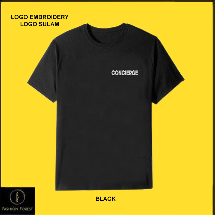 Round Neck T shirt Cotton For Men & Women Logo Embroidery Sulam Concierge Hotel Apartment Parking Jokey BAJU FF