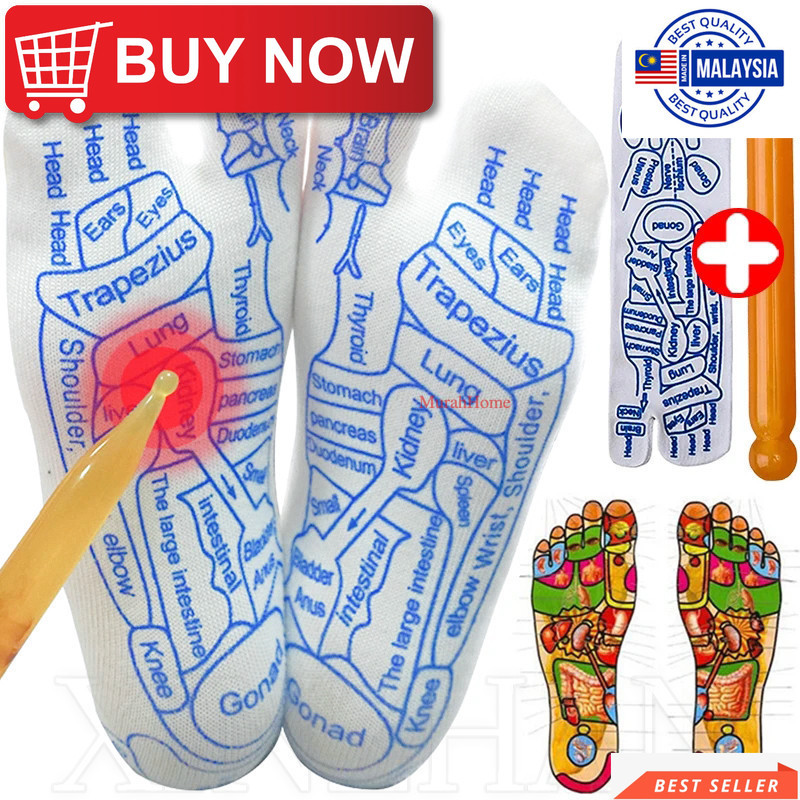 MH Acupressure Reflexology Socks - Foot Point Acupoint Socks With Massage Sticks - Comfortable Breathable - Health Care