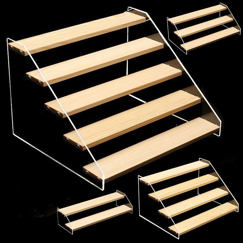 Wood Display Stand Figure Display Rack Storage Shelf Holder Makeup Organizer Dessert Display