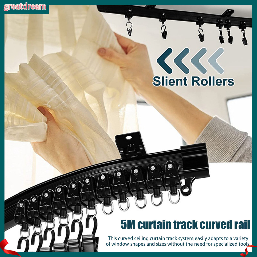 greatdream| Seamless Curtain Track Versatile Ceiling Curtain Track System for Rvs Trailers Easy Installation Adjustable Rail for Bay Windows Room Dividers