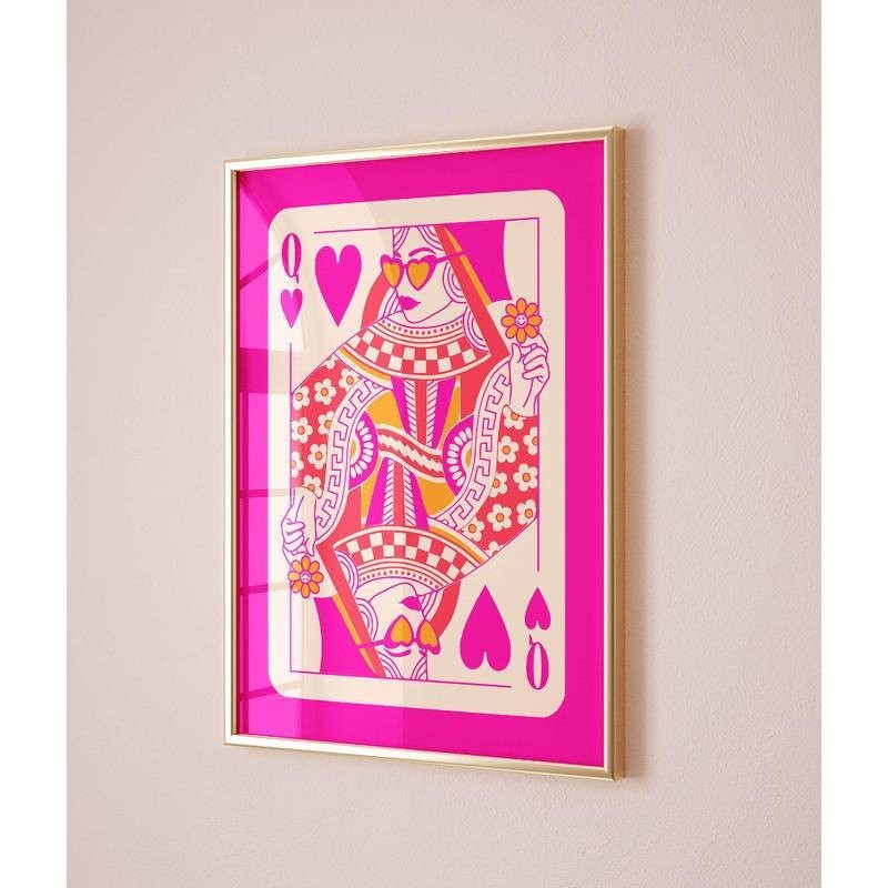 Unleash Your Inner Royalty with the Queen of Hearts in a Funky Maximalist Style: Captivating Posters - No Framed Posters for Art Home Wall Decor Canvas Poster