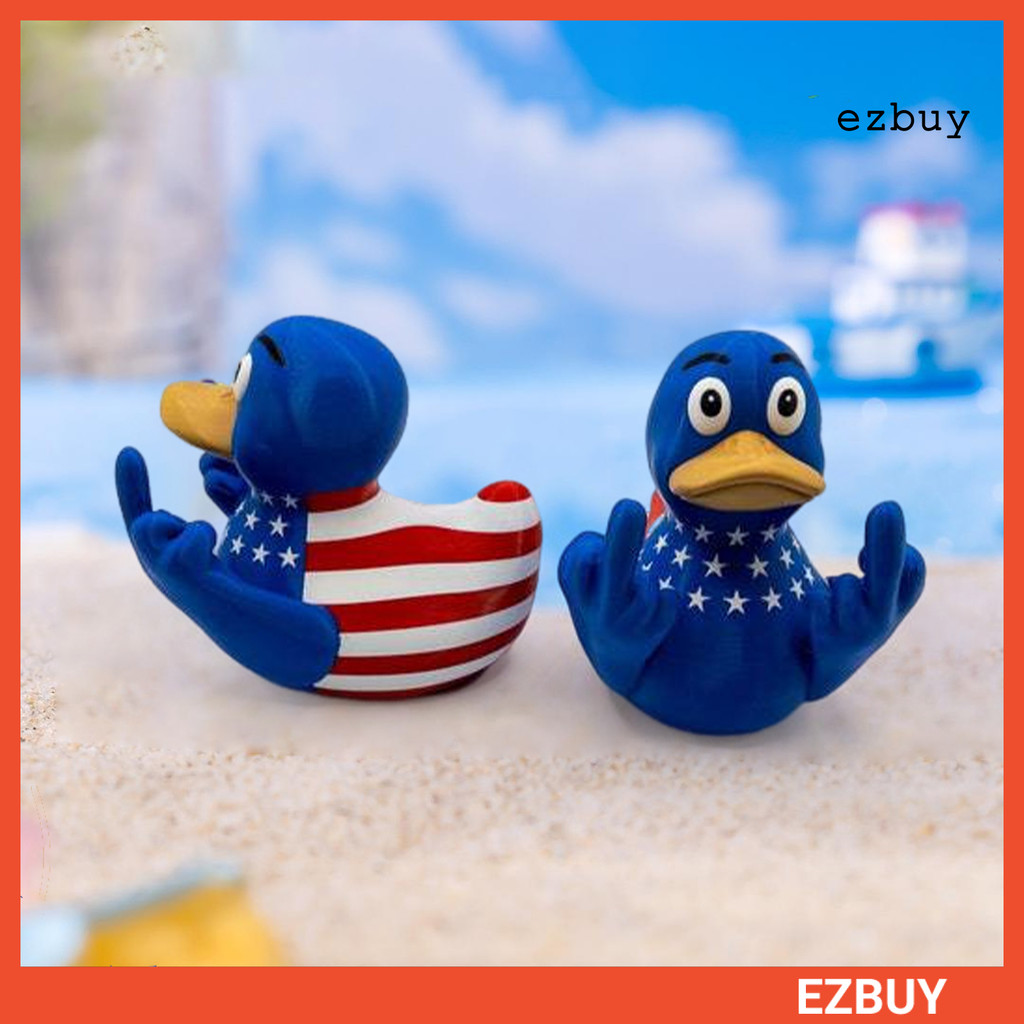 [ezbuy] Middle Finger Duck Figurine Independence Day US Flag Star Strip Patriotic Animal Figure Model Statue Sculpture Desktop Decoration Ornament Festival Gift