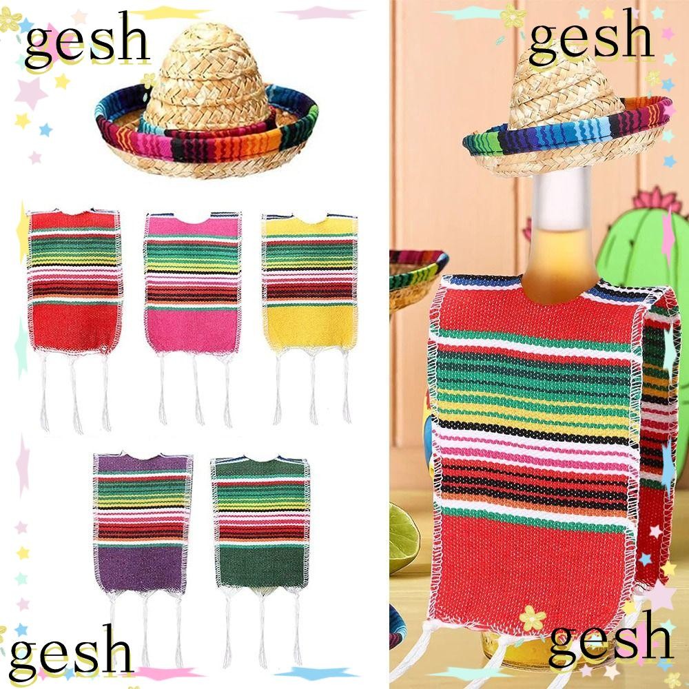 GESH1 Bottles Serapes, Mexican Theme Fiesta Decoration Tiny Sombrero Hats, Accessories Colorful Party Decor Mexican Straw Cap