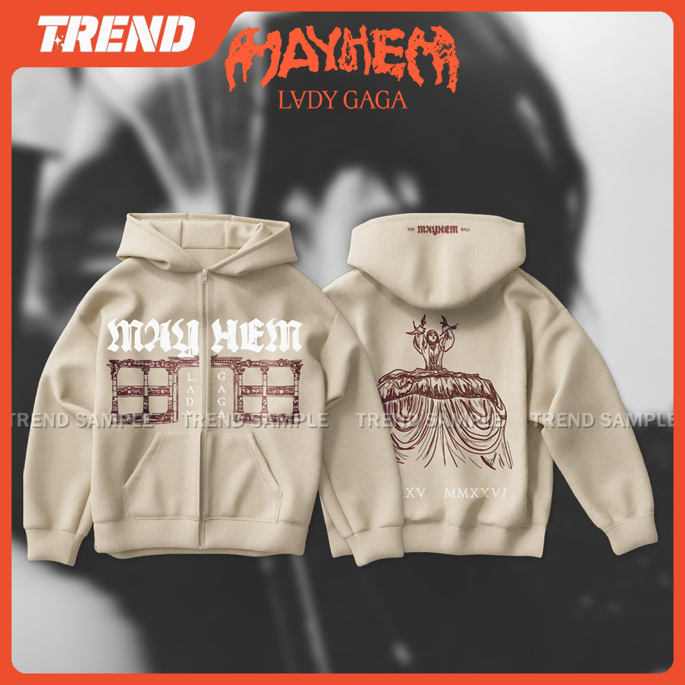 Lady Gaga Mayhem Ball Tour Merchandise - Unisex Plus Size Zip-Up Hoodie