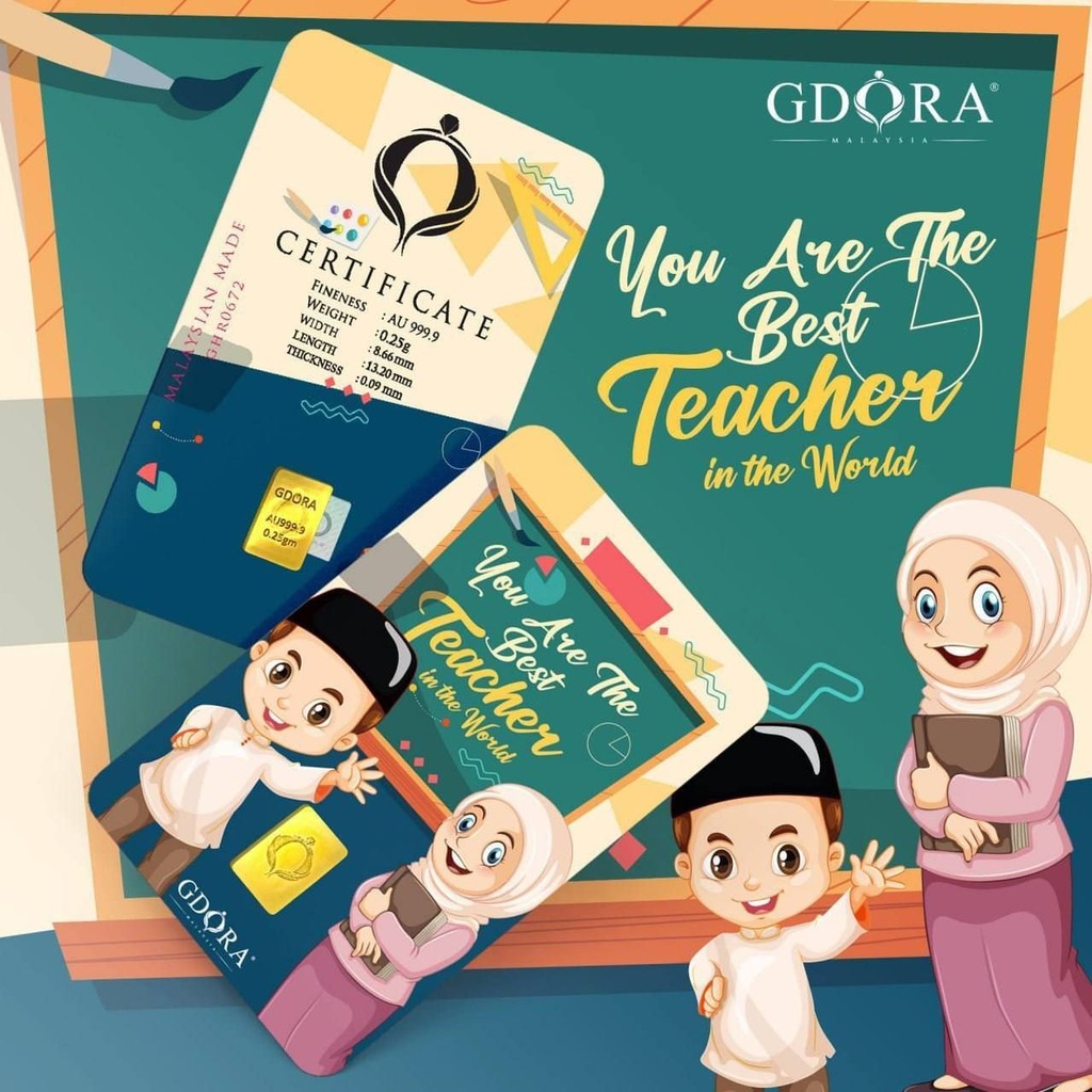 GDORA Gold Bar 0.25gram '' Teachers Day '' 999.99