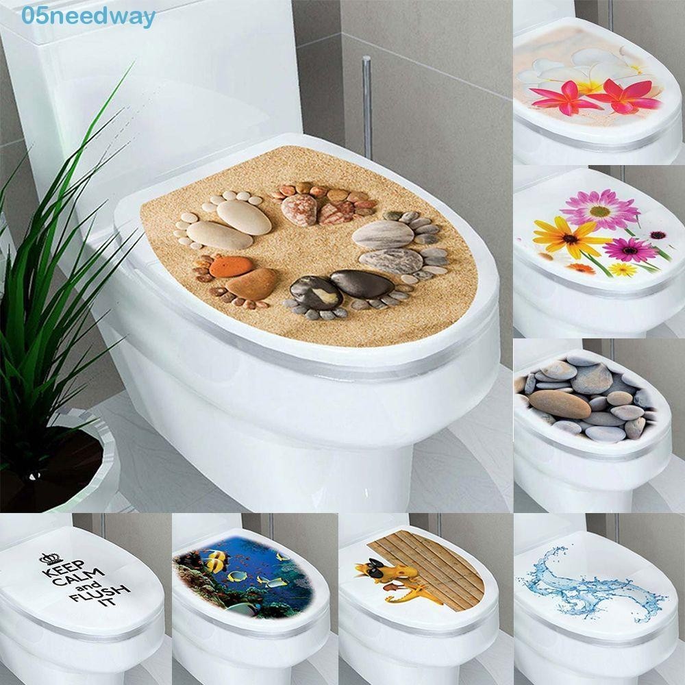 NEEDWAY Vinyl Art Toilet Sticker Pan Closestool Decor Toilet Seat Sticker 32*39cm Waterproof Removable Bathroom Decoration Home Pedestal WC Cover Decals