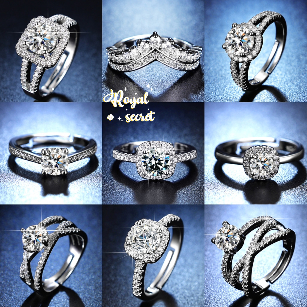 Raya Royal Jewellery Silver 925 Original Ring For Women Cincin Perak Perempuan S925 Adjustable Rings Diamond Moissanite Perempuan Adjustable Women Rings Promise Wedding Rings