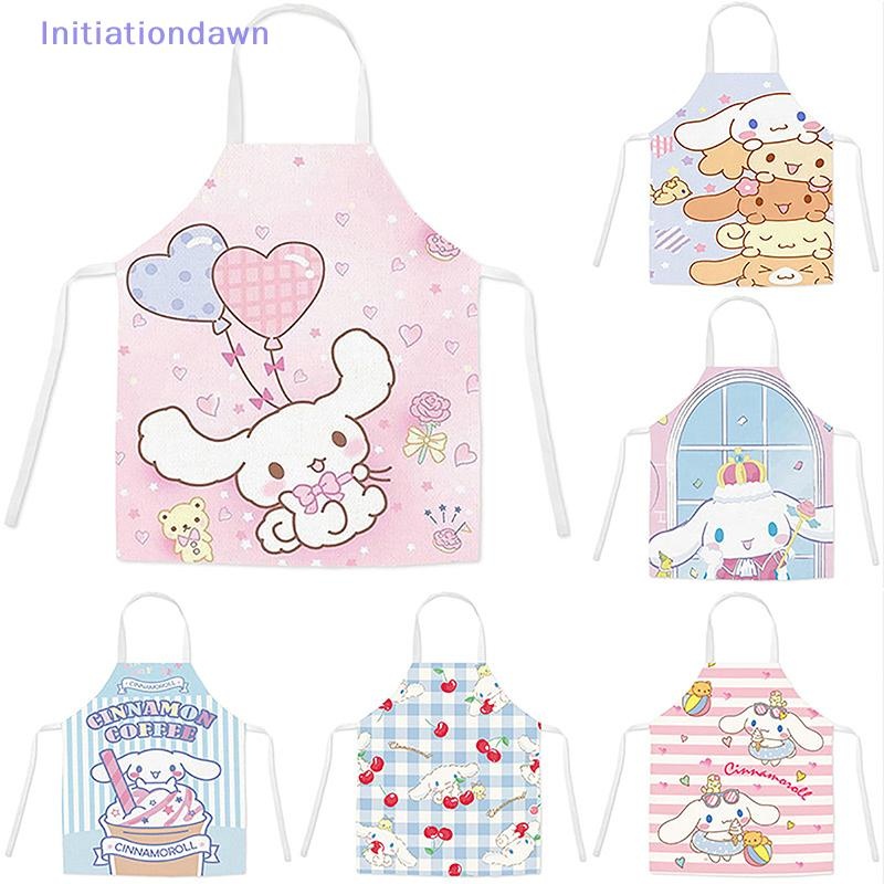 [Initiationdawn] Kawaii Sanrio Children Parent-Child Apron Cinnamoroll Cartoon Sleeveless Kitchen Aprons Oil Proof Antifouling Cleaning Tools New