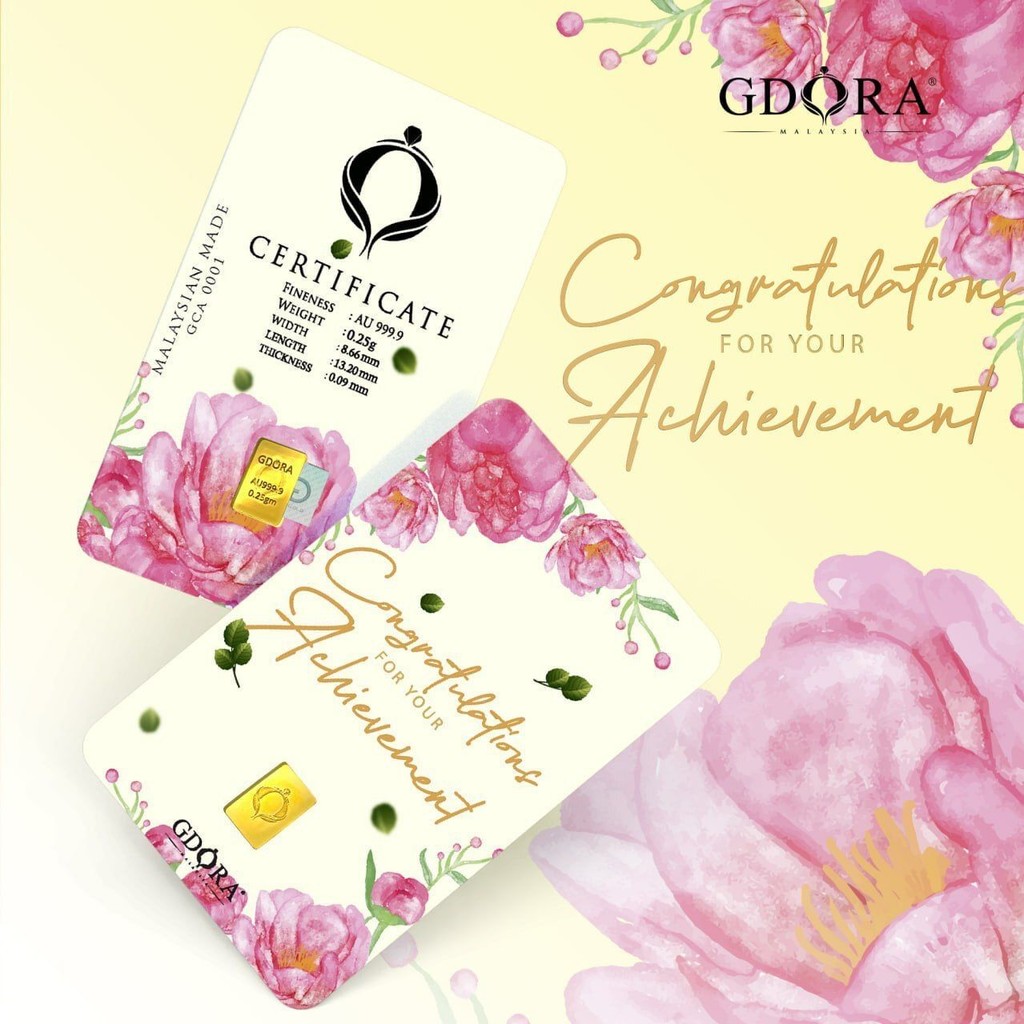 GDORA Gold Bar 0.25gram Achievement 999.9