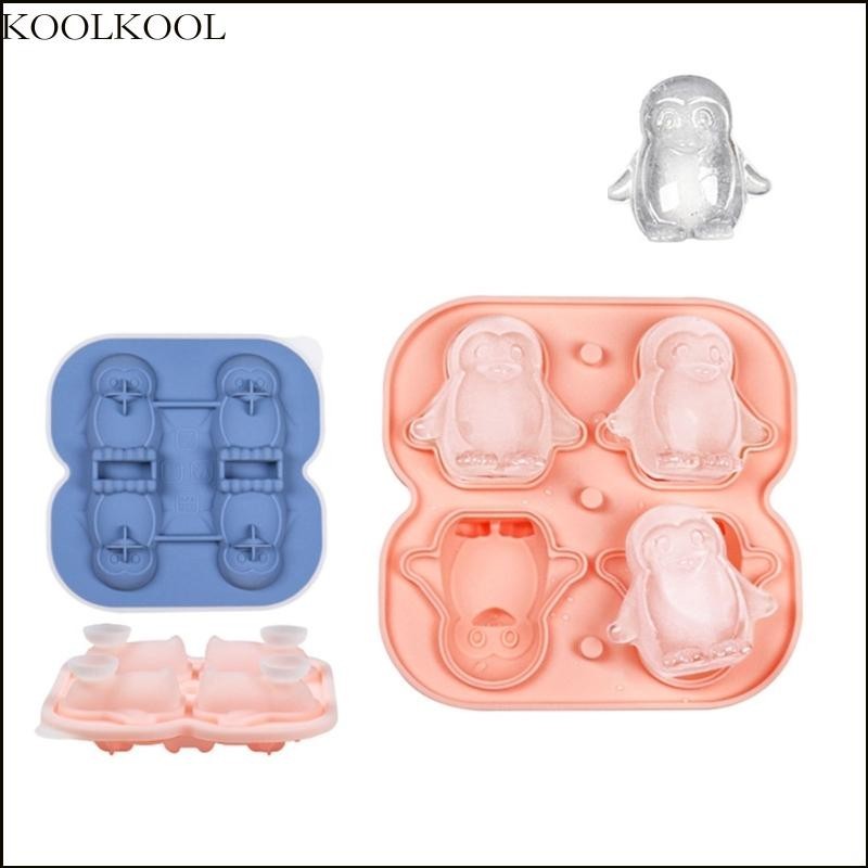 KOOK 4 Cavities Penguin- Silicone Ice Tray Mold Cheese Stick Mold Popsicles Ice Maker Mould Household Ice Box Ice Cream 