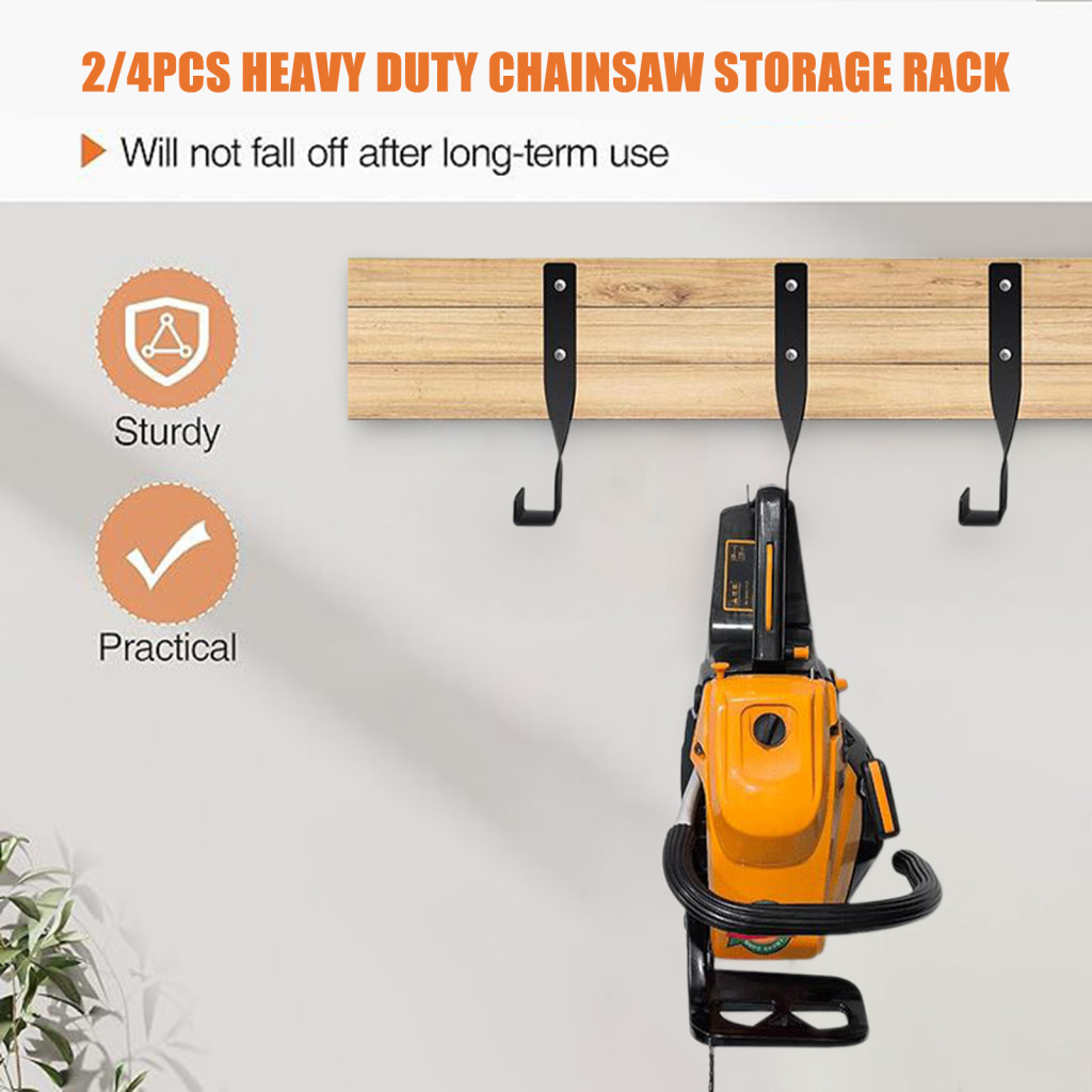 Garage Clutter Rack Heavy Equipment Organizer Rustproof Chainsaw Wall Mount Holder Heavy-duty Storage Rack for String Trimmer Corrosion Resistant 2/4pcs Set