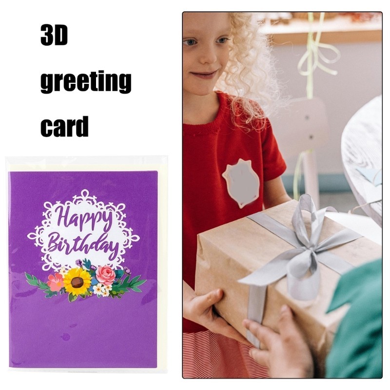 love* Multilayer 3D Birthday Card Feature Pastoral Flower Basket Artisanal Handmade Paper Craft for Any Celebration