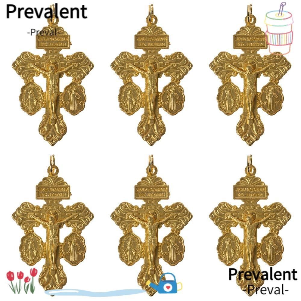 PREVAL 6Pcs Pardon Crucifix, Alloy with Medal Design Catholic Crucifix, 1.4×2.2 Inches Meaningful Multipurpose Catholic Rosary Parts Making Catholic Prayer Beads Pendants