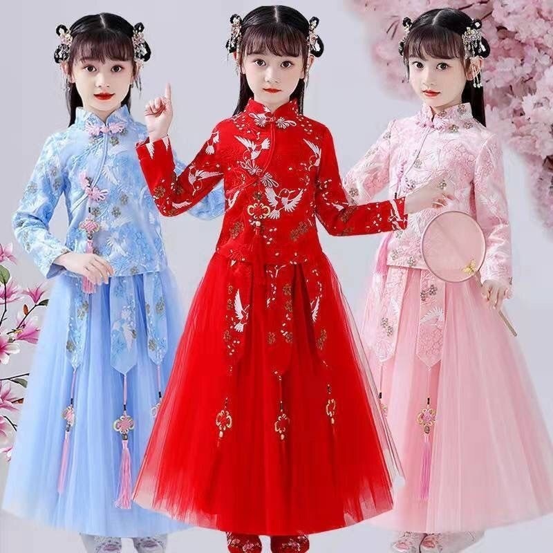 Children's Clothes Girls Summer Suit Fairy Skirt Chinese Style Children Ancient Costume Spring Autumn Princess Little Girl