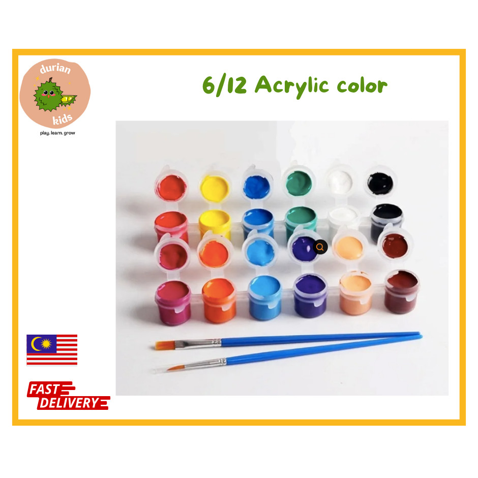 6/ 12 color Non Toxic Mini Acrylic Paint with brush / DIY Paint color set