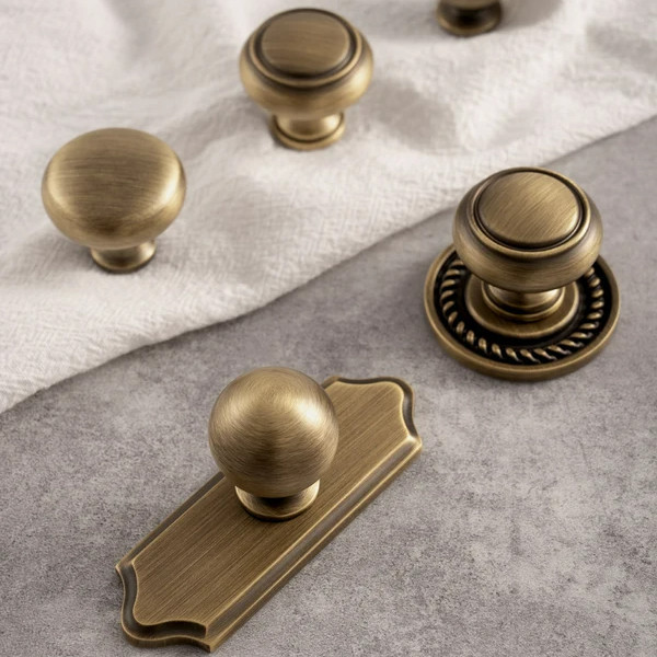Antique Brass Cabinet Handle With Backplate Solid Bronze Vintage Wardrobe Cabinet Pull Kitchen Cupboard Door Knobs Furni