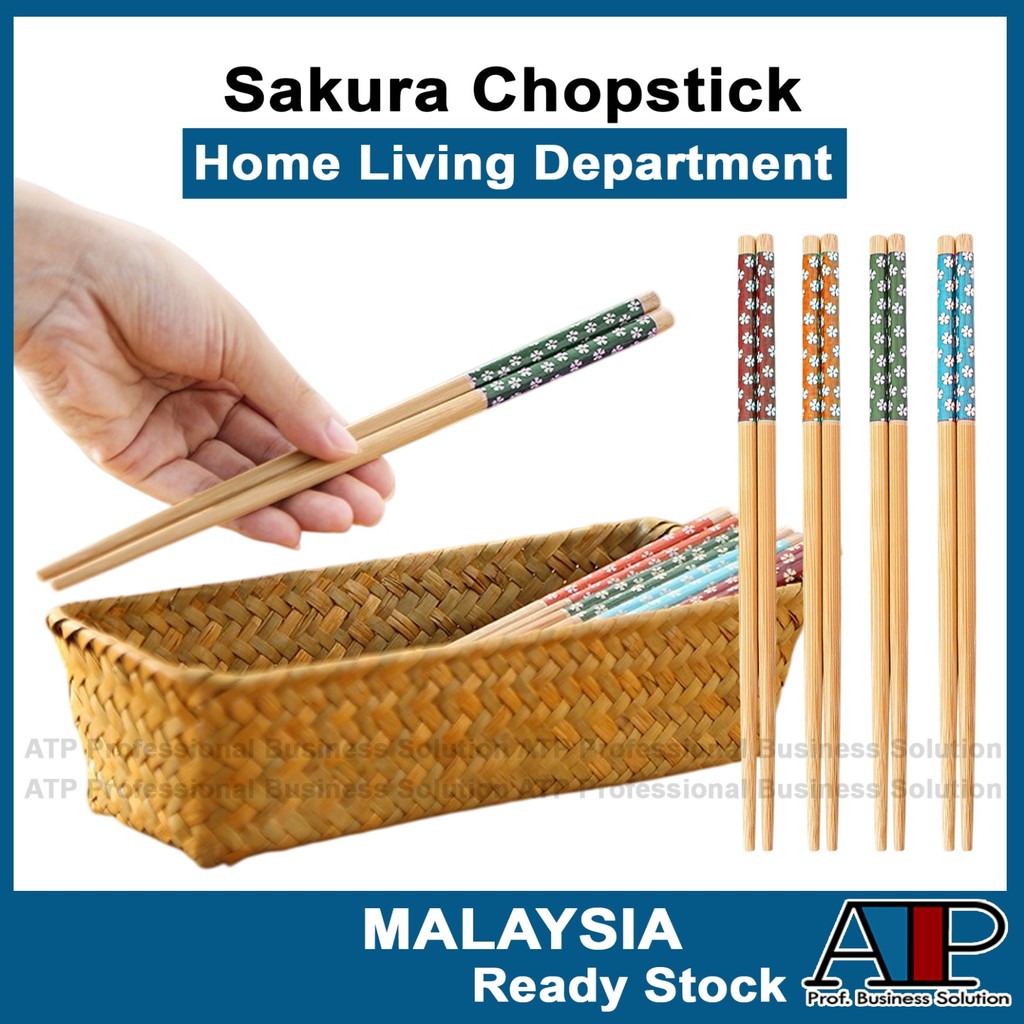 Pantry Penyepit Sakura Kitchen Utensil Bamboo Dining Chopsticks Japanese Cherry Blossom Eco-Friendly Printed Chopstick