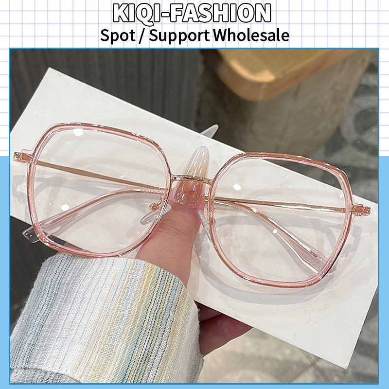(KIQI-FASHION) Fashion Square Metal Frame Anti Blue Light Glasses for Men and Women