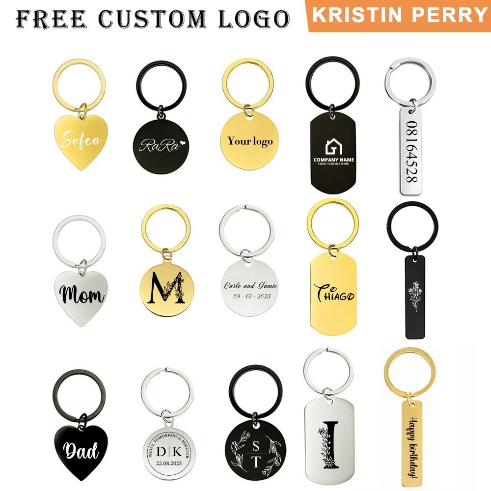 Free Personalized Custom Metal Keychain Stainless Steel Keyring Engraved Name Keychain Birthday Gift for Her Keychain For Friend