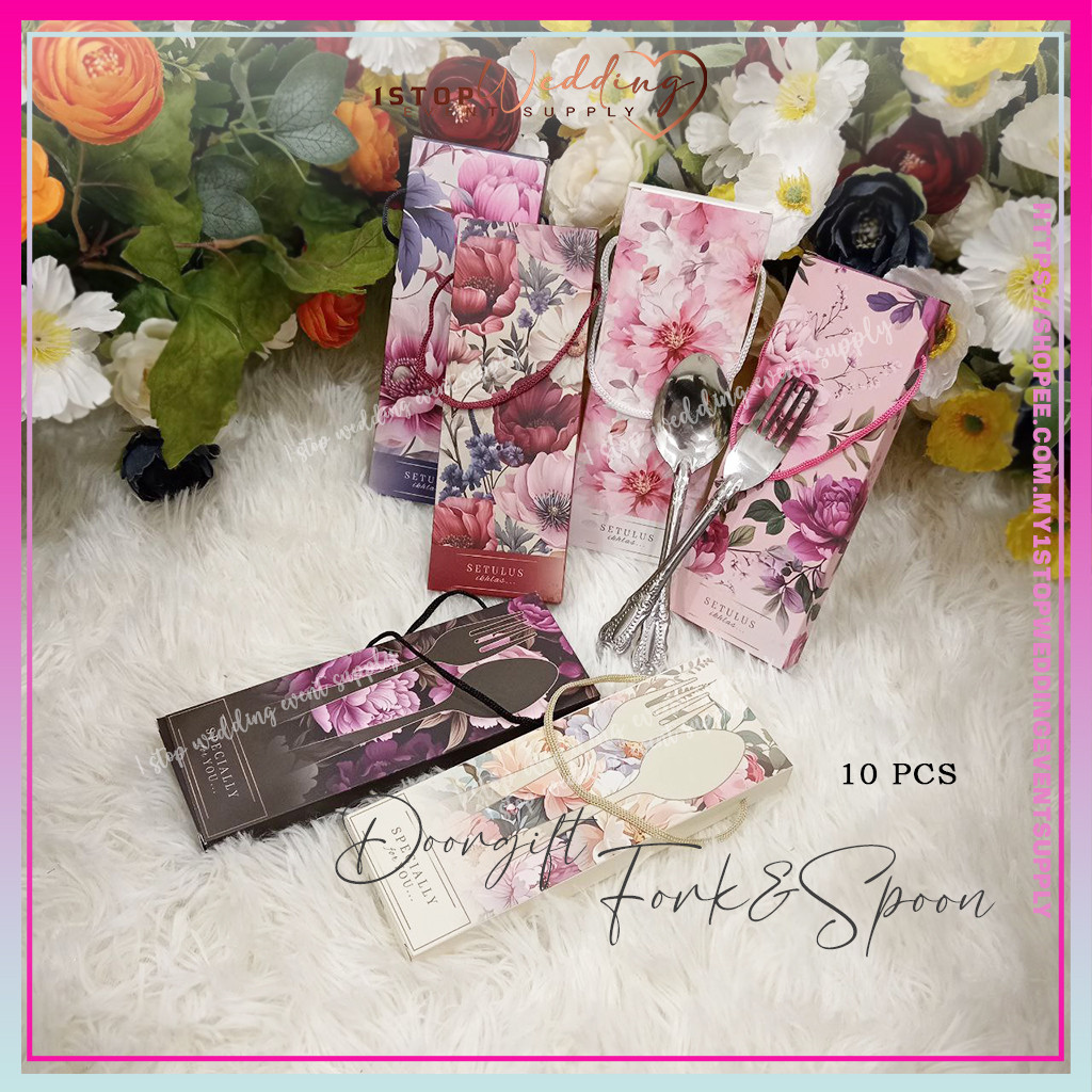 (SELF PACKING)10PCS - PREMIUM DOORGIFT FORK&SPOON/SUDU&GARFU HANTARAN/HADIAH KAHWIN/WEDDING THANKS GIFT/TW5847