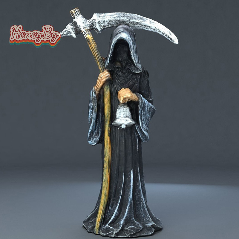 honeybird Holy Death Statue Standing Religious Decorative Figurine Grim Reaper Holding Scythe Statue Altar Halloween Nice